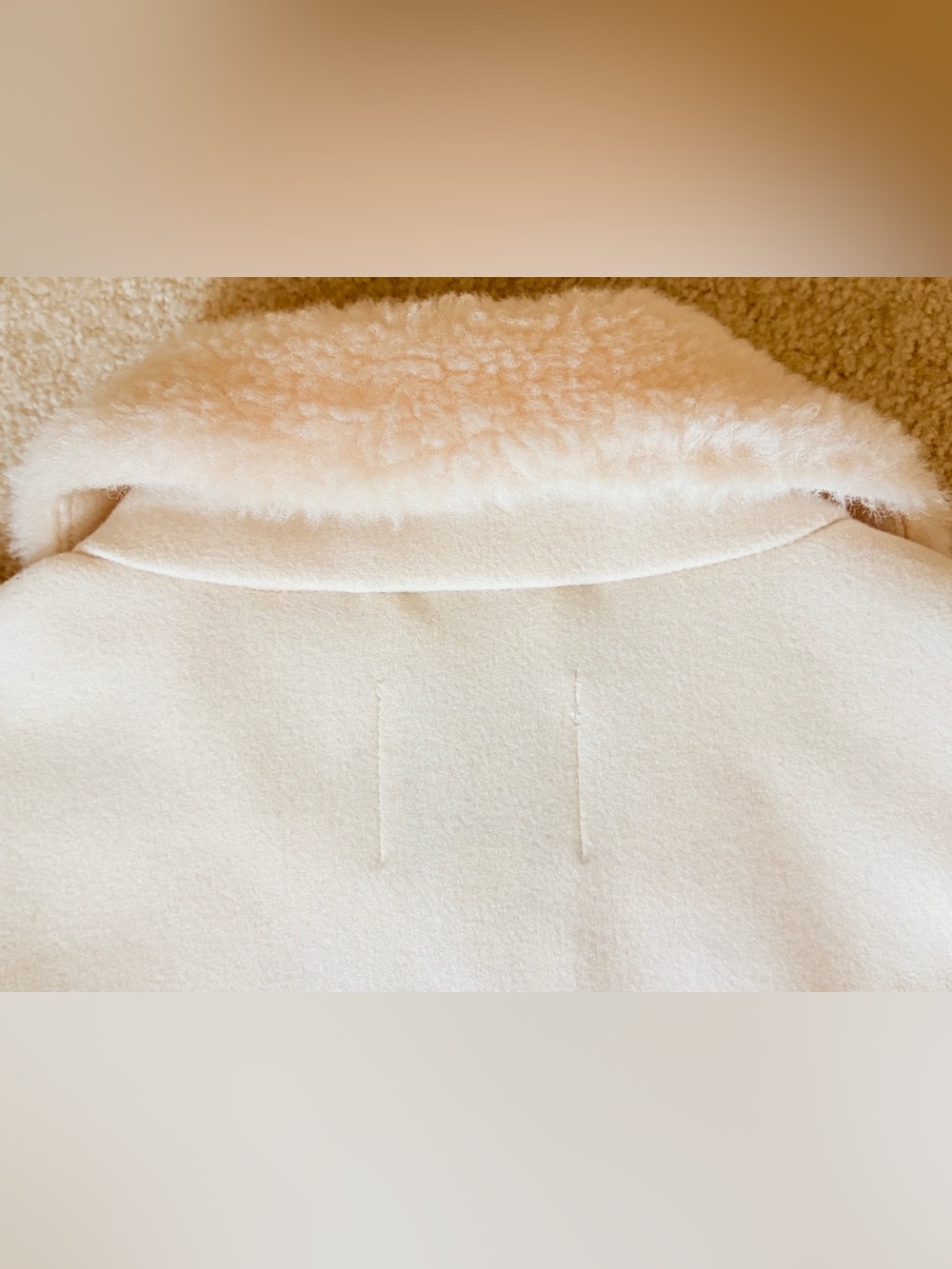 NWT Sam Edelman White Faux Fur Shearling  Collar Trim Short Jacket Cream M - Picture 5 of 14